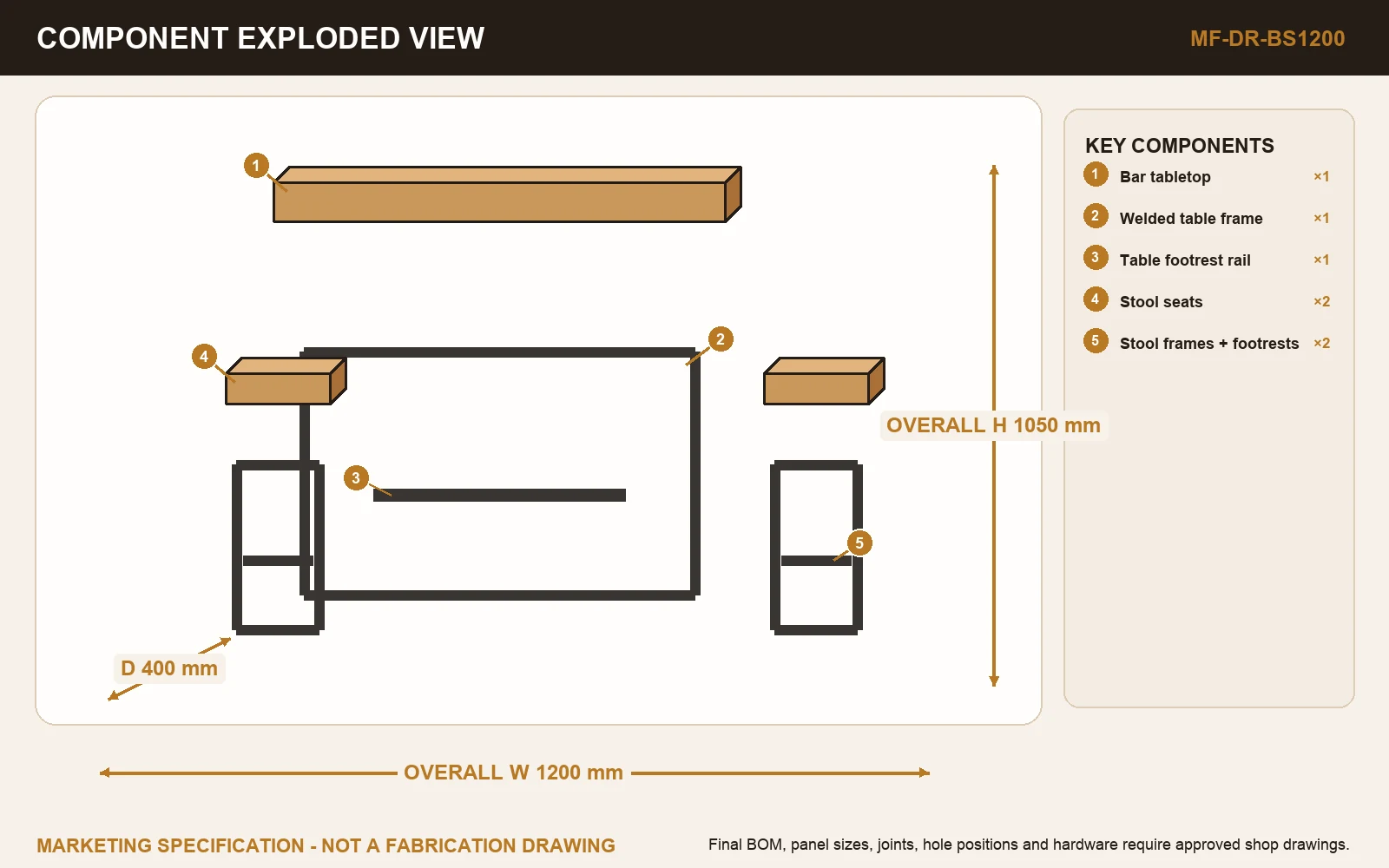 SOCIAL BAR SET Exploded view.