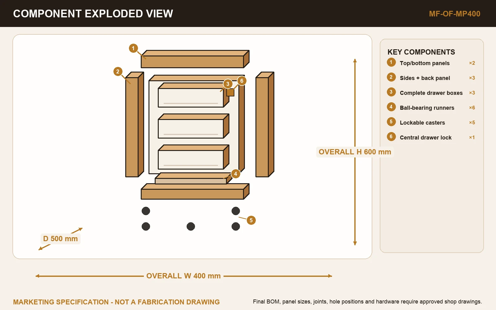 MOVE MOBILE PEDESTAL Exploded view.